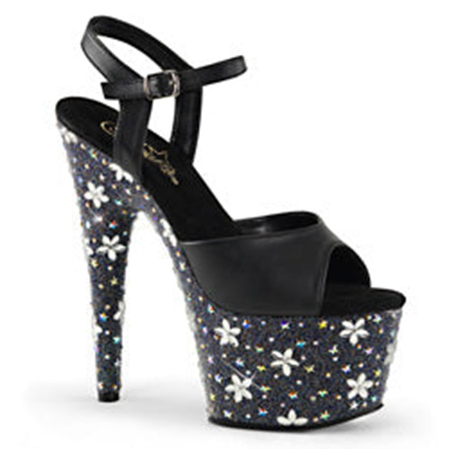 Sandales Bride Cheville Pleaser Starbloom-709 Noir Femme | IFZ-7882906