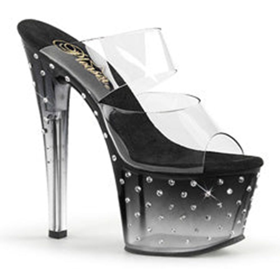 Sandales Bride Cheville Pleaser Stardust-702T Noir Femme | UEN-3804176