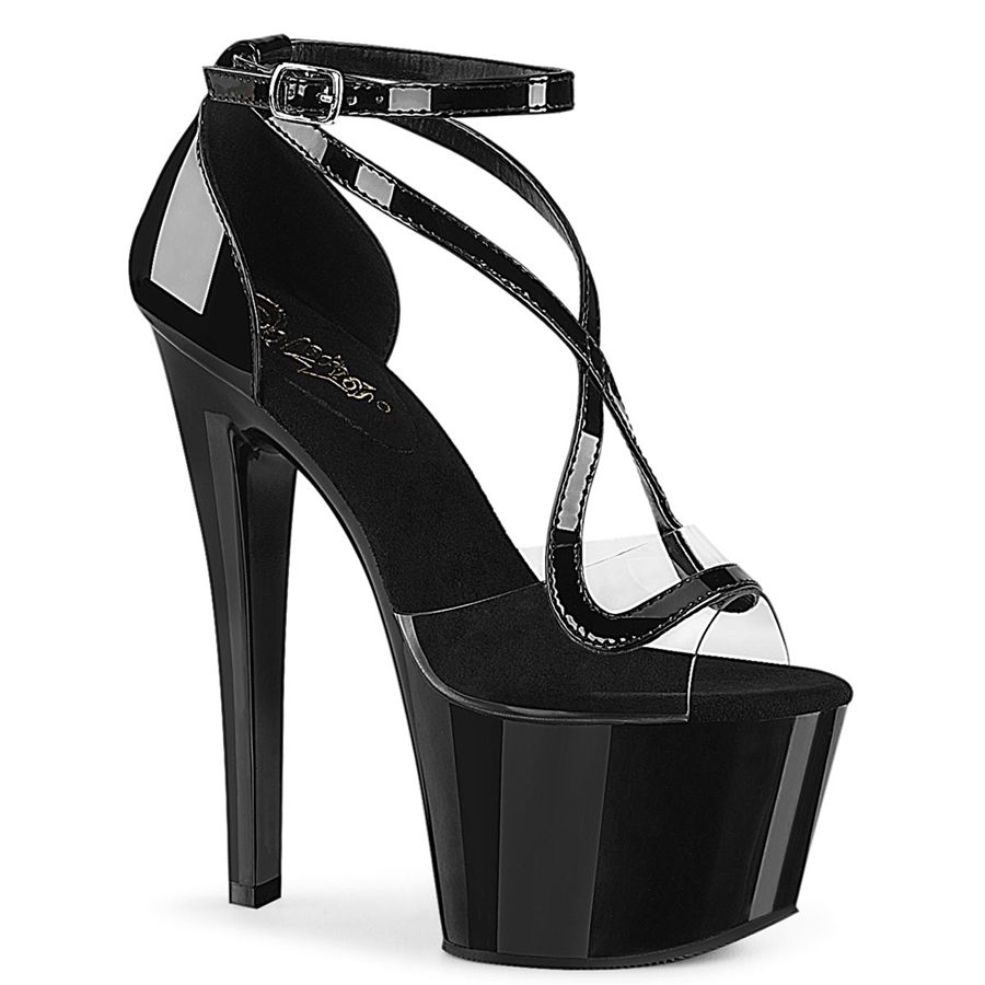 Sandales Bride Cheville Pleaser Sky-355 Noir Femme | EEQ-5382206