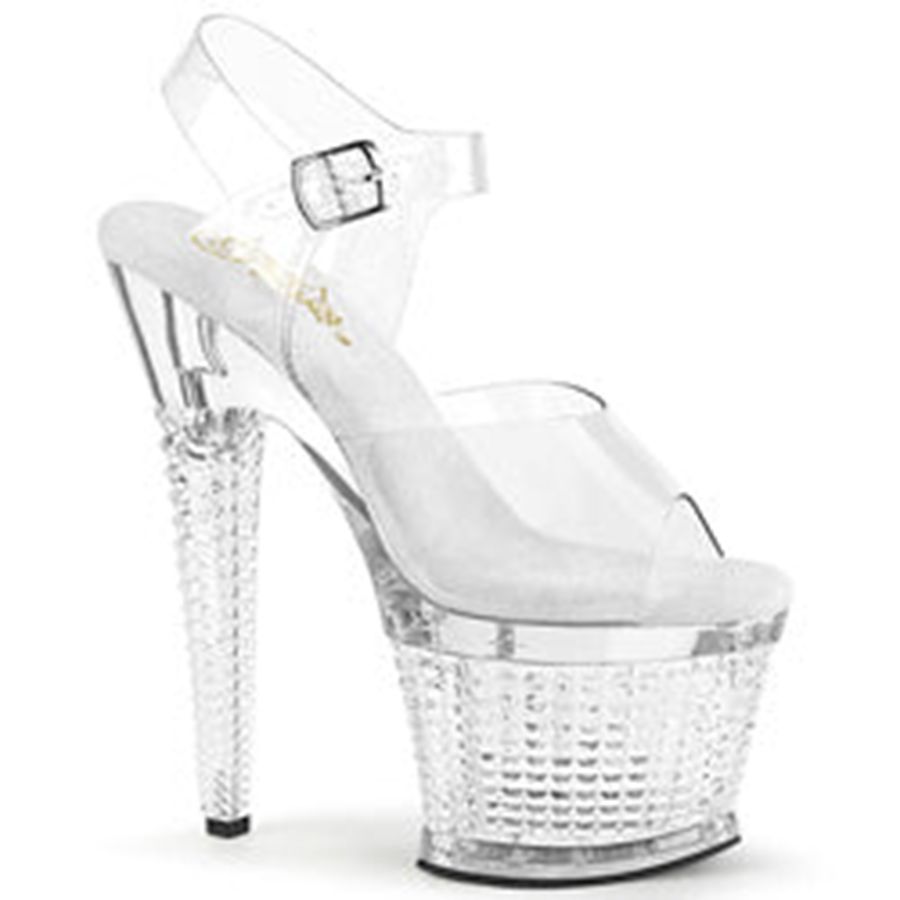 Sandales Bride Cheville Pleaser Spectator-708 Clear Femme | CXR-0131027