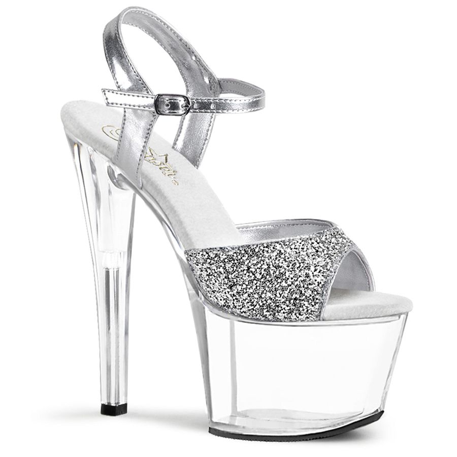 Sandales Bride Cheville Pleaser Sky-310 Argent Femme | OOO-5930390