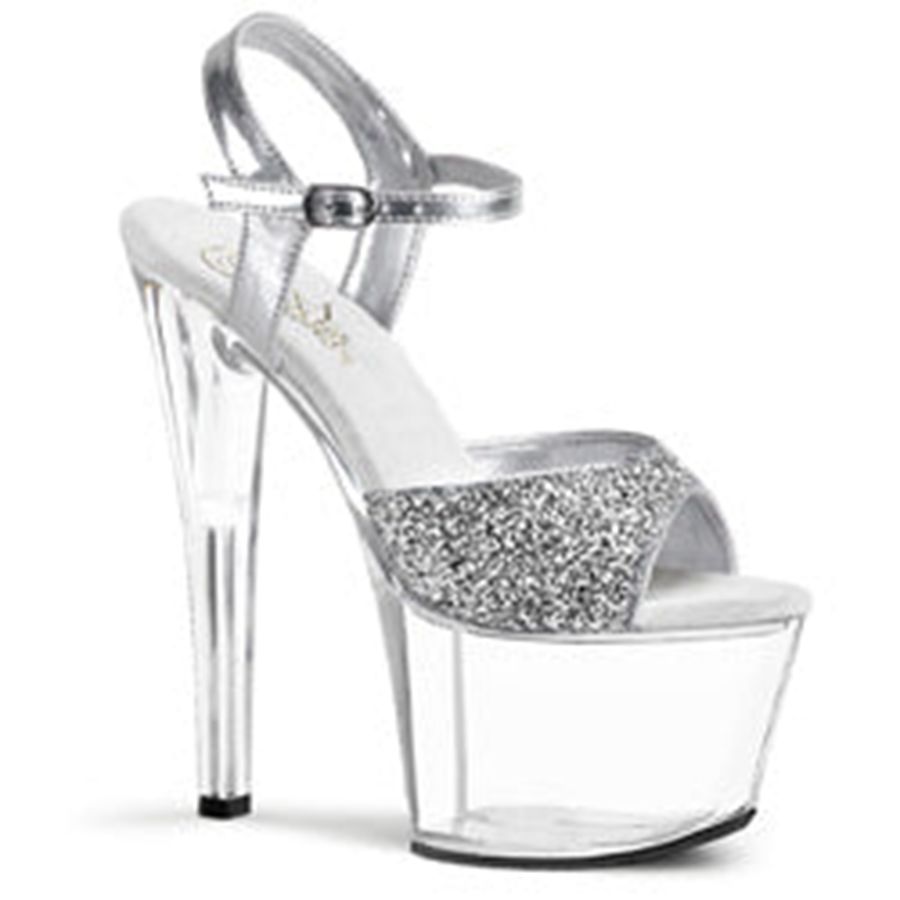 Sandales Bride Cheville Pleaser Sky-310 Argent Femme | OOO-5930390