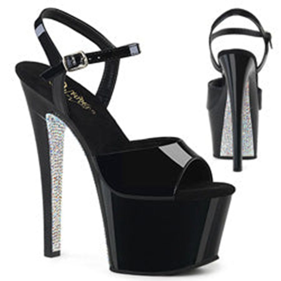 Sandales Bride Cheville Pleaser Sky-309CRS Noir Femme | POK-3493281