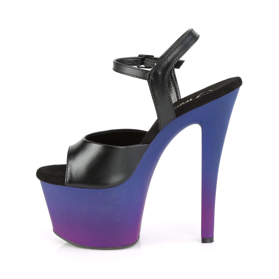 Sandales Bride Cheville Pleaser Sky-309BP Noir Bleu Femme | ZJO-8653013