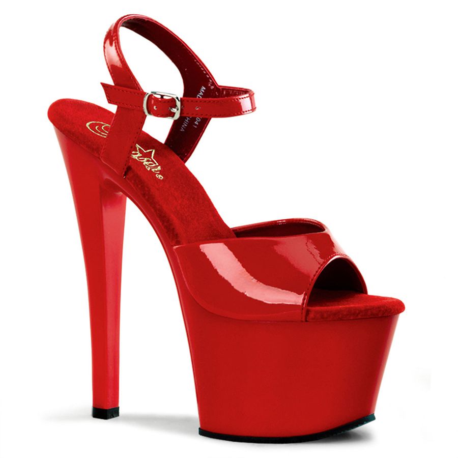 Sandales Bride Cheville Pleaser Sky-309 Rouge Femme | VDF-1168619