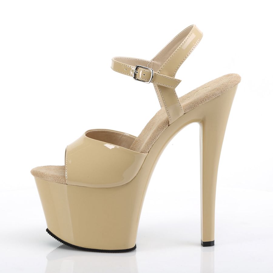 Sandales Bride Cheville Pleaser Sky-309 Beige Femme | NAU-0937901