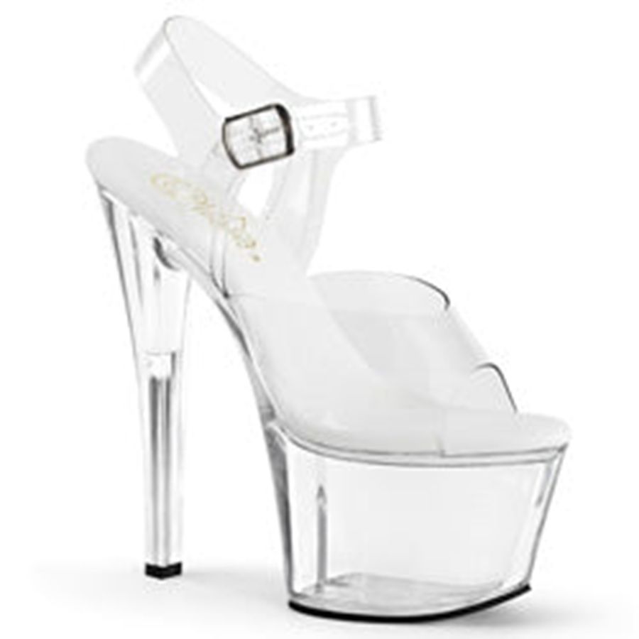 Sandales Bride Cheville Pleaser Sky-308VL Clear Femme | TLV-5725536