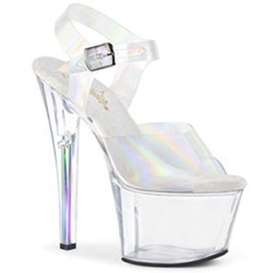 Sandales Bride Cheville Pleaser Sky-308N-RBH Clear Femme | ENF-8837825