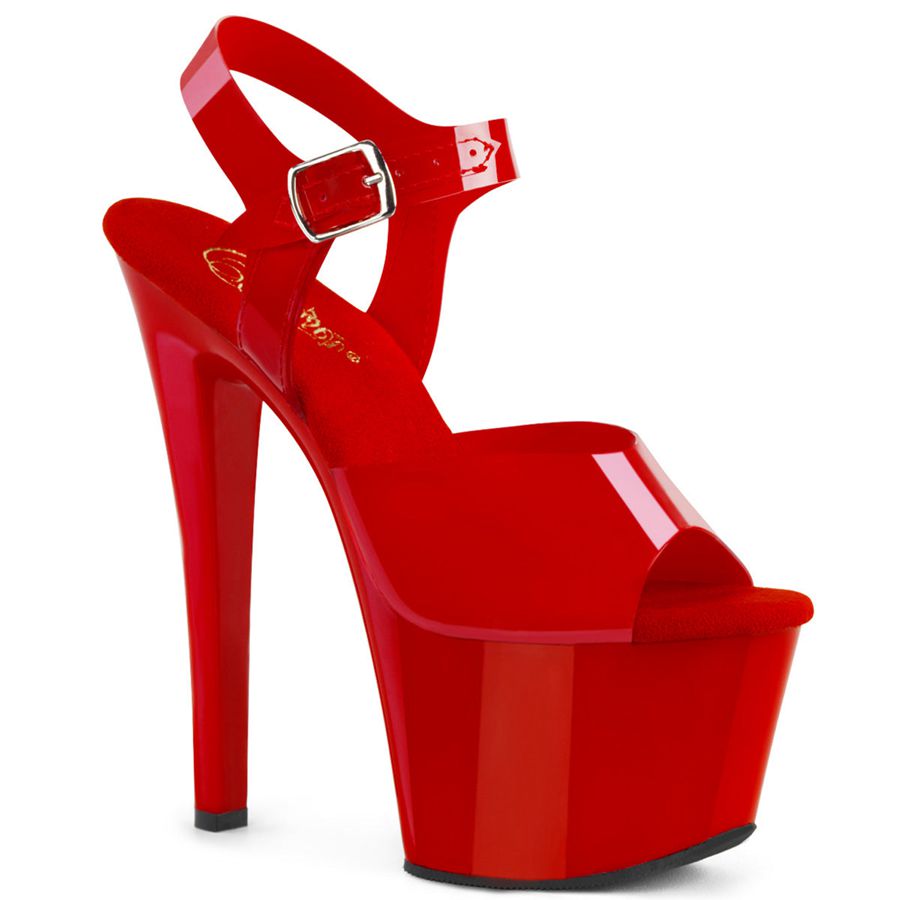 Sandales Bride Cheville Pleaser Sky-308N Rouge Femme | JDV-1047748