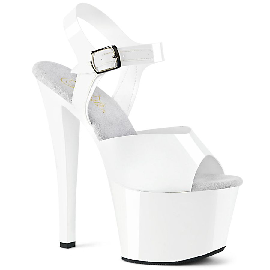 Sandales Bride Cheville Pleaser Sky-308N Blanche Femme | HPJ-3584241