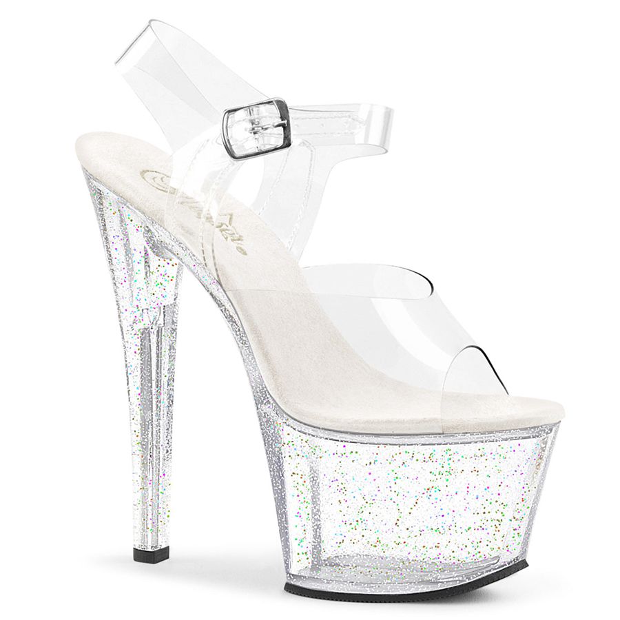 Sandales Bride Cheville Pleaser Sky-308MG Clear Femme | JYP-9353172