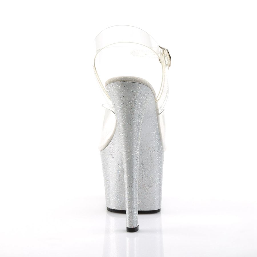 Sandales Bride Cheville Pleaser Sky-308MG Argent Femme | FCC-2545315