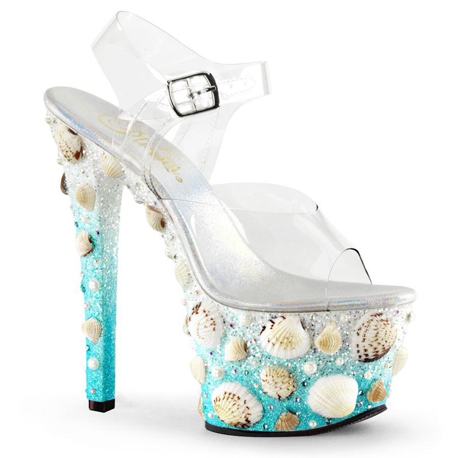 Sandales Bride Cheville Pleaser Sky-308MERMD Bleu Femme | CRT-7256029