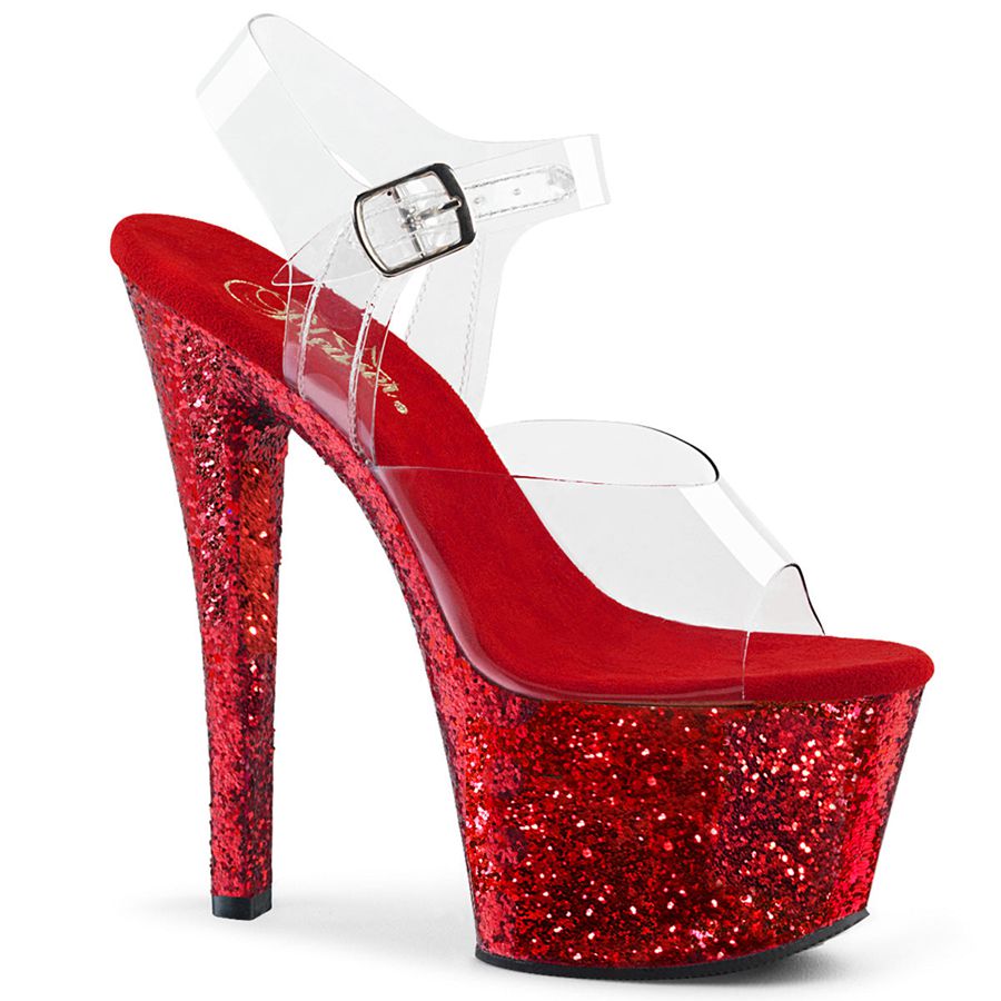 Sandales Bride Cheville Pleaser Sky-308LG Rouge Femme | NDO-4535221