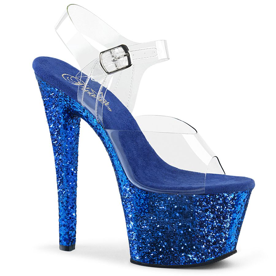 Sandales Bride Cheville Pleaser Sky-308LG Bleu Femme | GTB-3703559