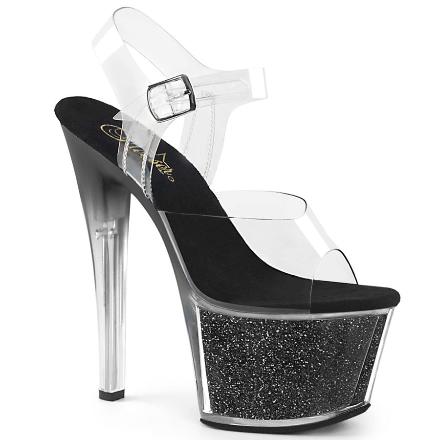 Sandales Bride Cheville Pleaser Sky-308G-T Noir Femme | XFH-0301837