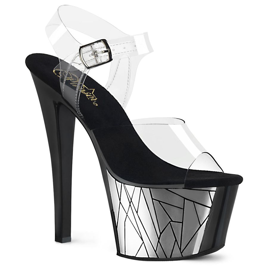 Sandales Bride Cheville Pleaser Sky-308CP-3 Noir Femme | WLB-3165308