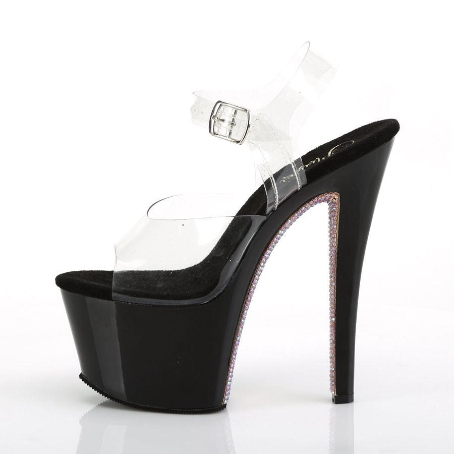 Sandales Bride Cheville Pleaser Sky-308CRS Noir Femme | JNL-0112427