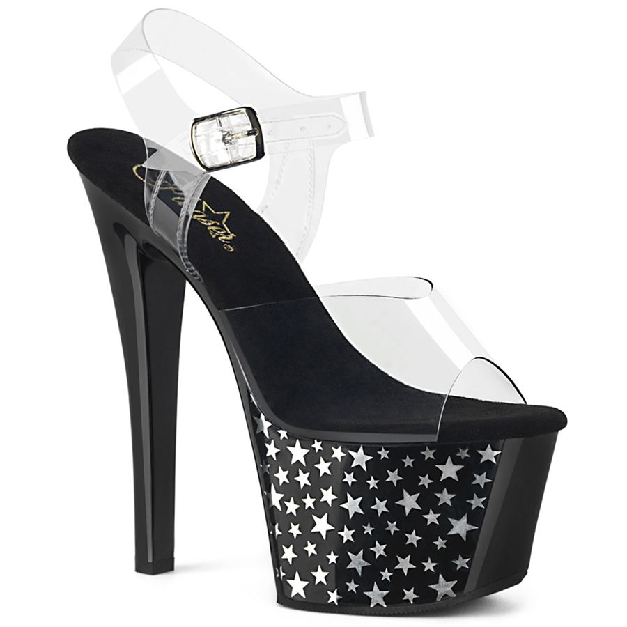 Sandales Bride Cheville Pleaser Sky-308CP-1 Noir Femme | UXY-2895654