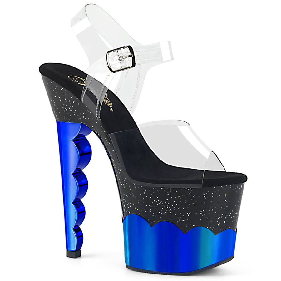 Sandales Bride Cheville Pleaser Scallop-708-2HGM Bleu Marine Femme | VOS-7279780