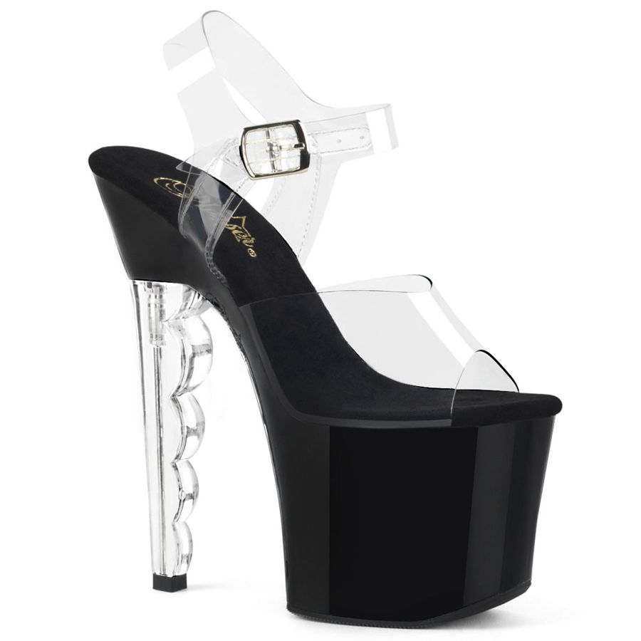 Sandales Bride Cheville Pleaser Scallop-708 Noir Femme | LSB-1552970