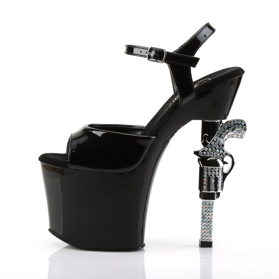 Sandales Bride Cheville Pleaser Revolver-709 Noir Femme | NPW-8151825