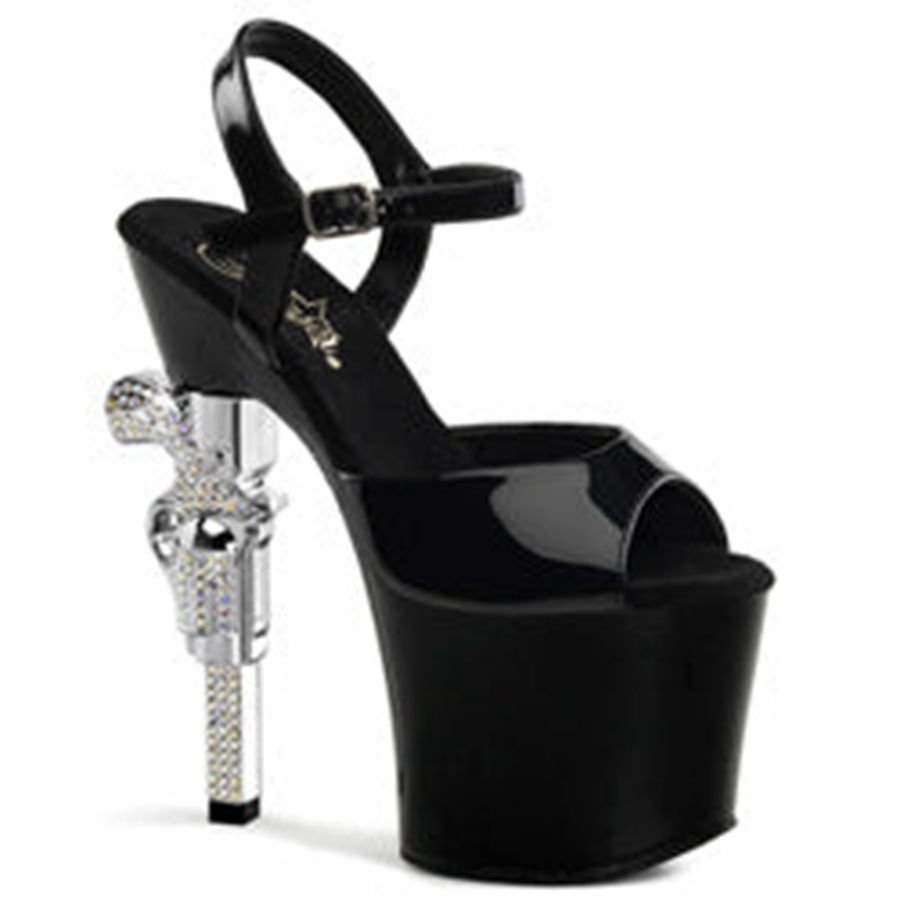 Sandales Bride Cheville Pleaser Revolver-709 Noir Femme | NPW-8151825