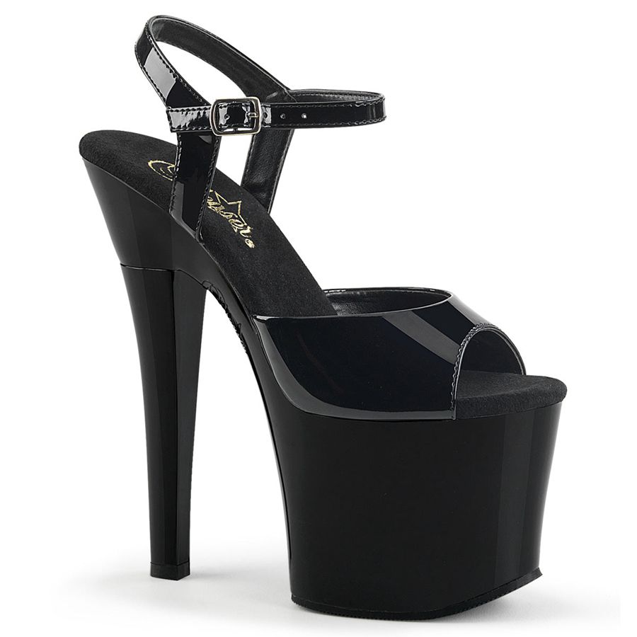 Sandales Bride Cheville Pleaser Radiant-709 Noir Femme | SPR-2015316