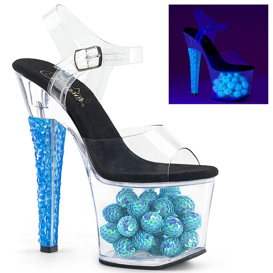 Sandales Bride Cheville Pleaser Radiant-708NSB Bleu Femme | IAP-8198708