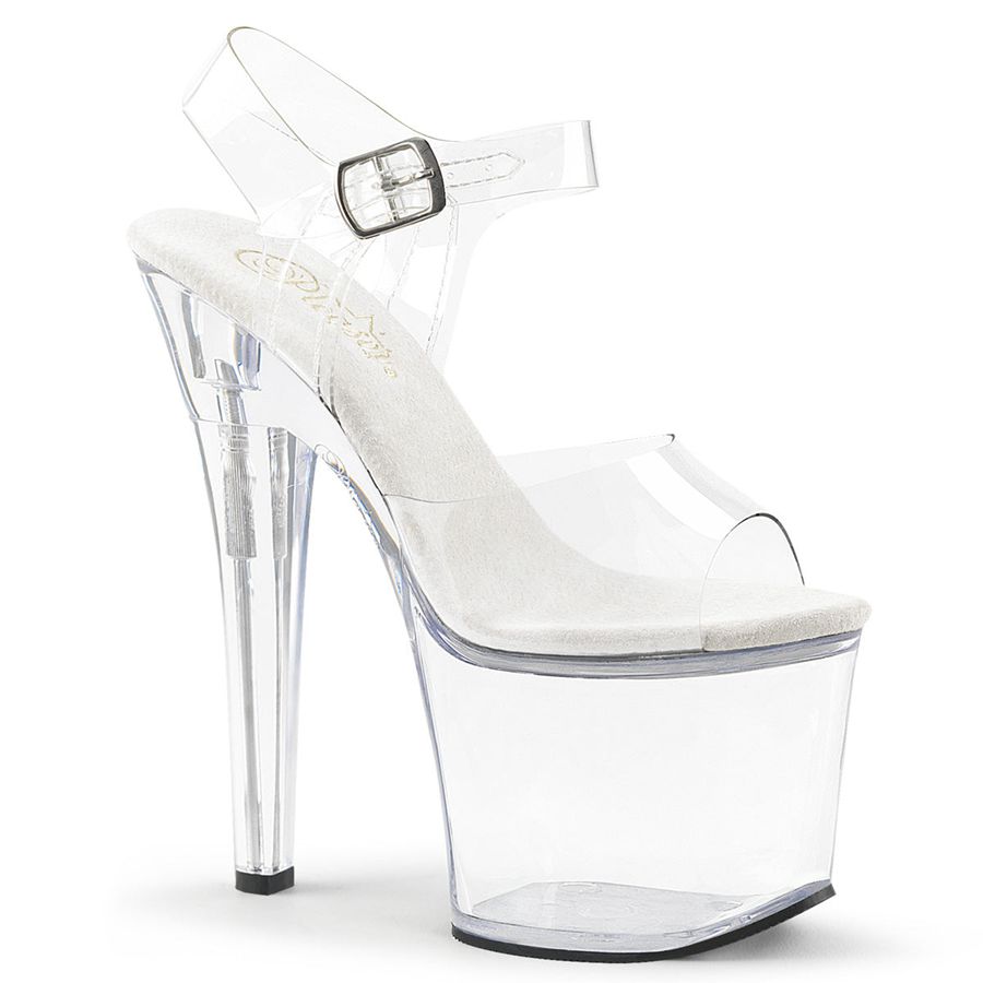 Sandales Bride Cheville Pleaser Radiant-708 Blanche Femme | ERR-5383962