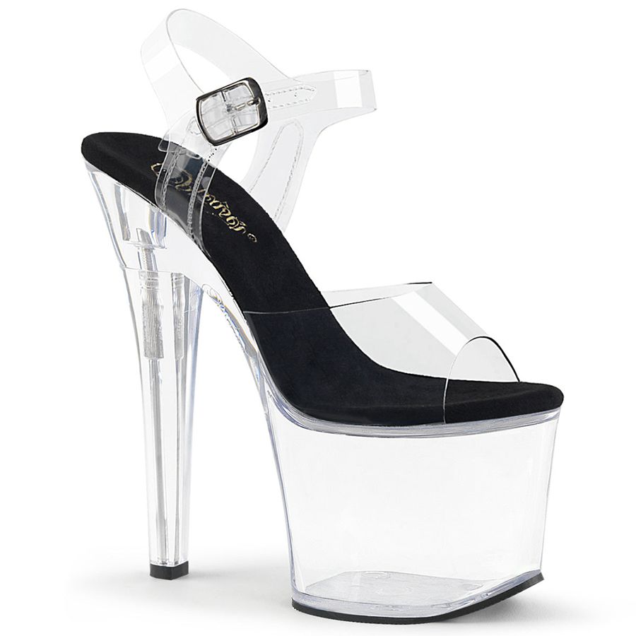 Sandales Bride Cheville Pleaser Radiant-708 Noir Femme | GAM-9477789