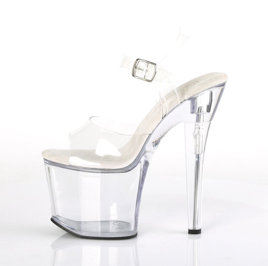 Sandales Bride Cheville Pleaser Radiant-708 Blanche Femme | ERR-5383962