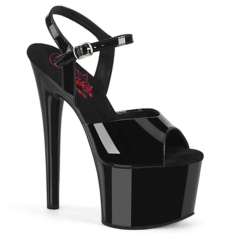 Sandales Bride Cheville Pleaser Passion-709 Noir Femme | DCE-0070169