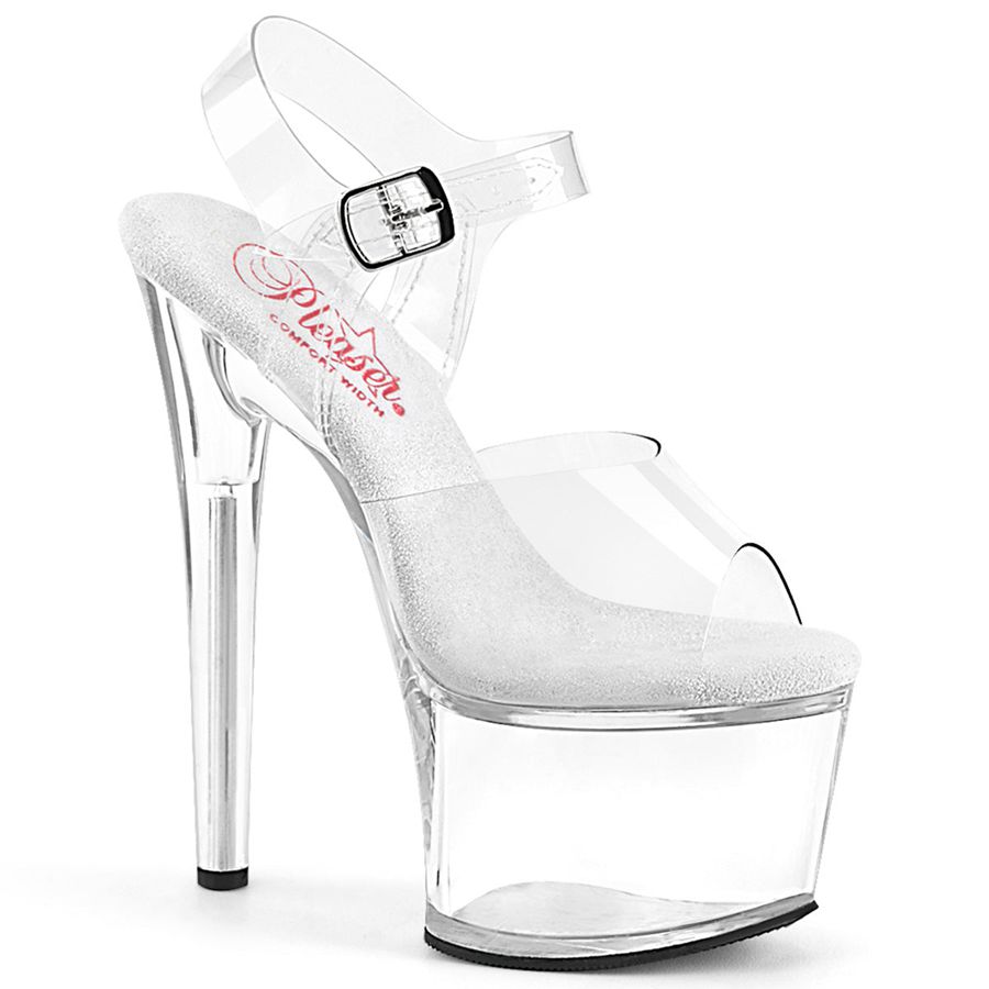 Sandales Bride Cheville Pleaser Passion-708 Clear Femme | RQT-7190053