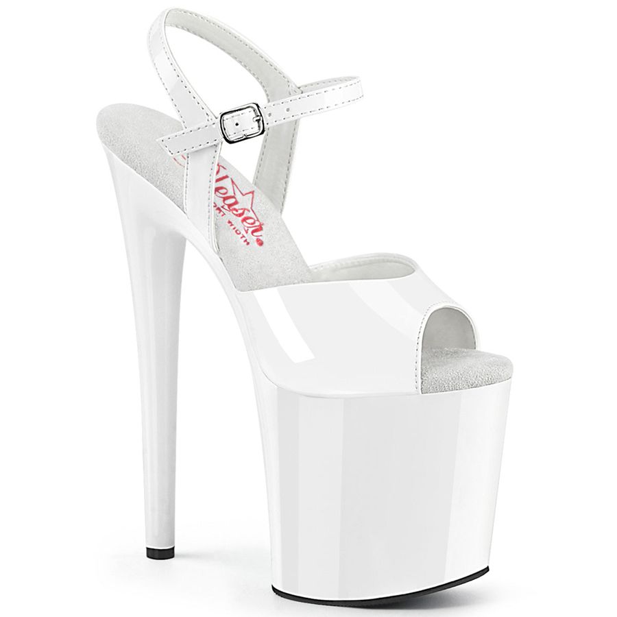 Sandales Bride Cheville Pleaser Naughty-809 Blanche Femme | REC-4813088