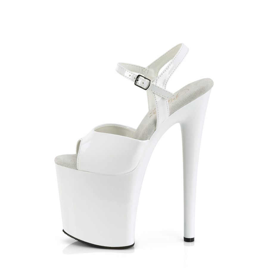 Sandales Bride Cheville Pleaser Naughty-809 Blanche Femme | REC-4813088