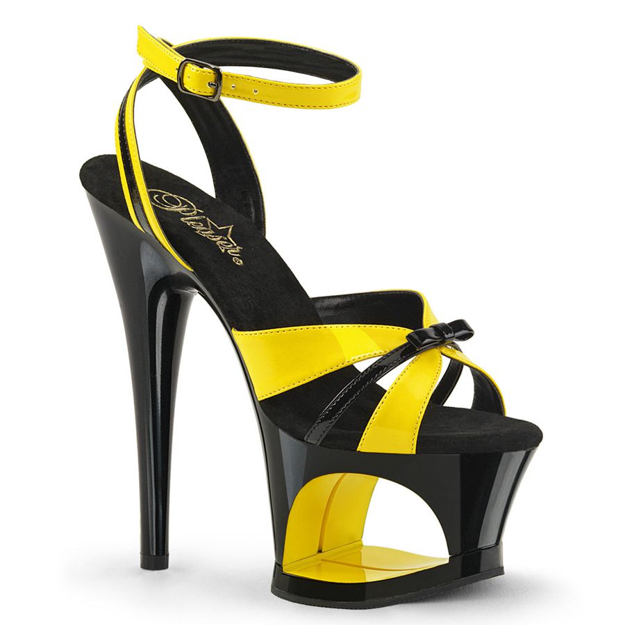 Sandales Bride Cheville Pleaser Moon-728 Jaune Femme | FMU-1498046