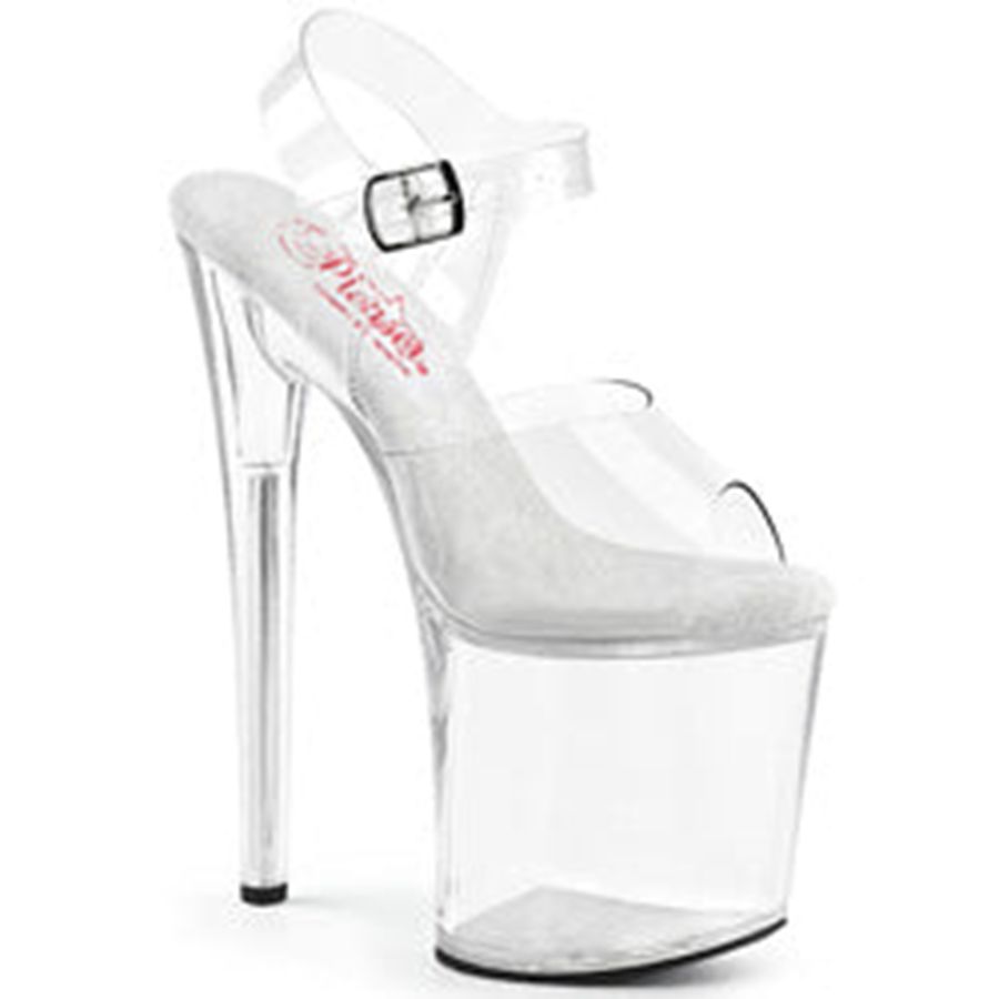 Sandales Bride Cheville Pleaser Naughty-808 Clear Femme | HUQ-5443785