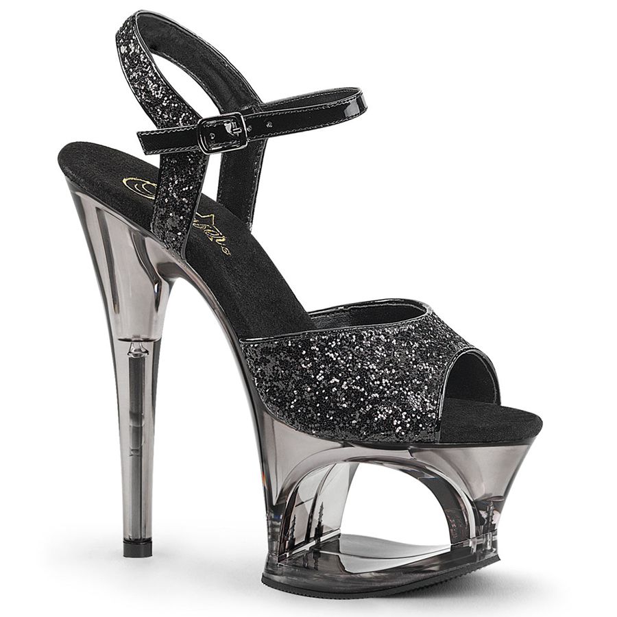 Sandales Bride Cheville Pleaser Moon-710GT Noir Femme | HYP-7511325