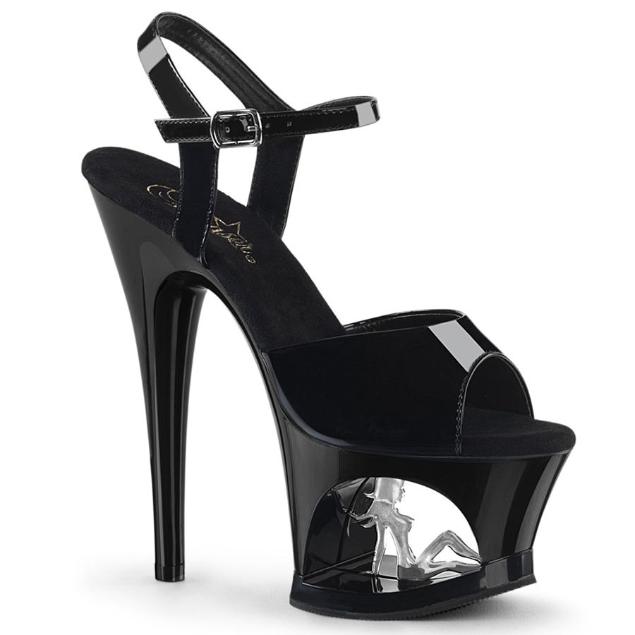 Sandales Bride Cheville Pleaser Moon-709TG Noir Femme | FEA-5532211