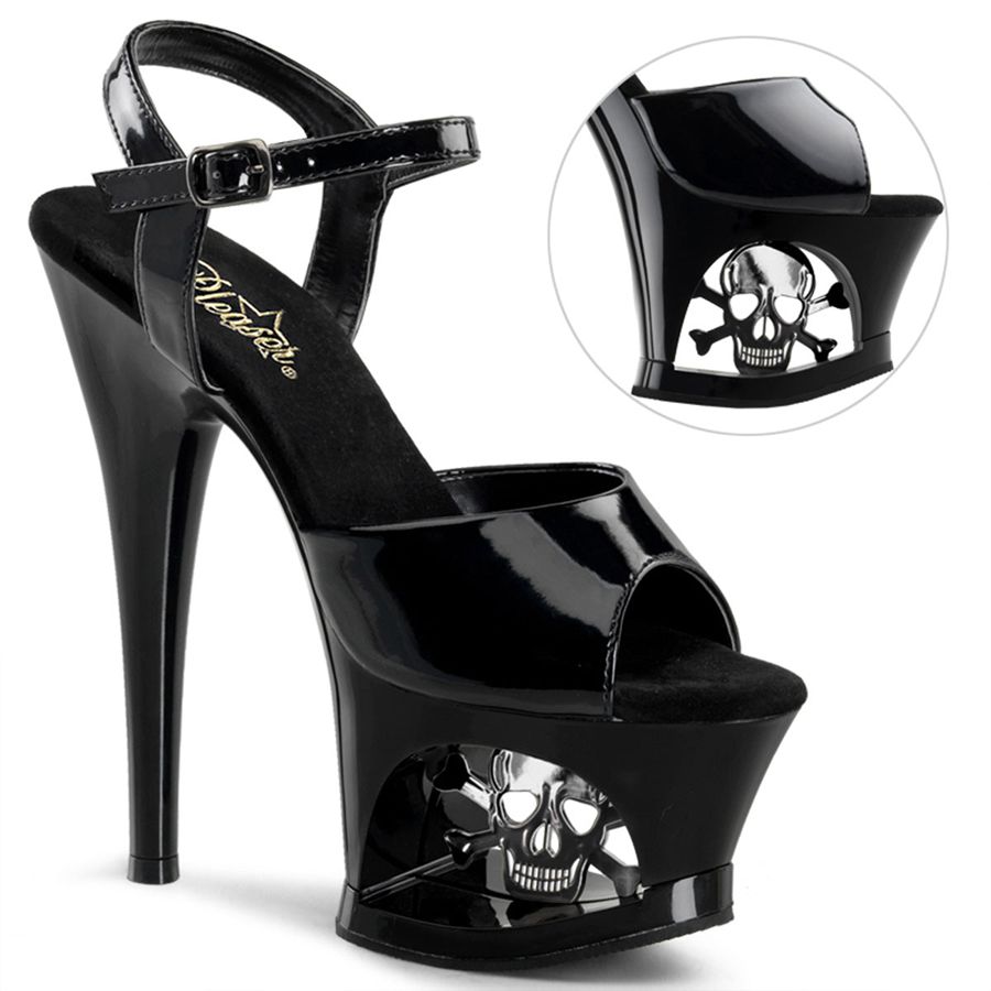 Sandales Bride Cheville Pleaser Moon-709SK Noir Femme | DKS-0195527