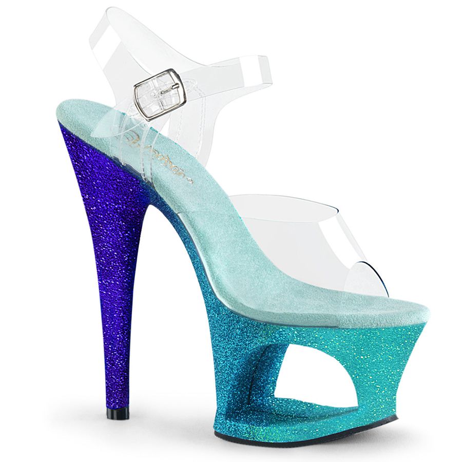 Sandales Bride Cheville Pleaser Moon-708OMBRE Turquoise Femme | XGP-4748775