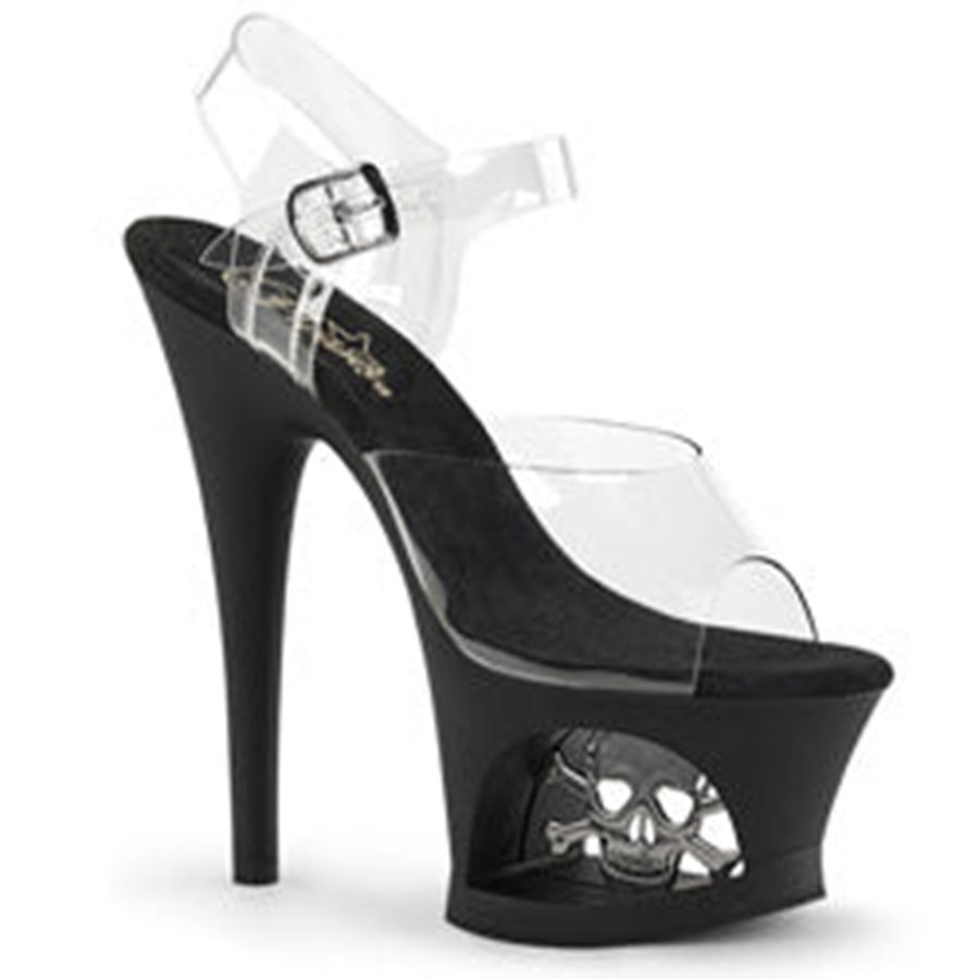 Sandales Bride Cheville Pleaser Moon-708SK Noir Femme | RVR-8424137