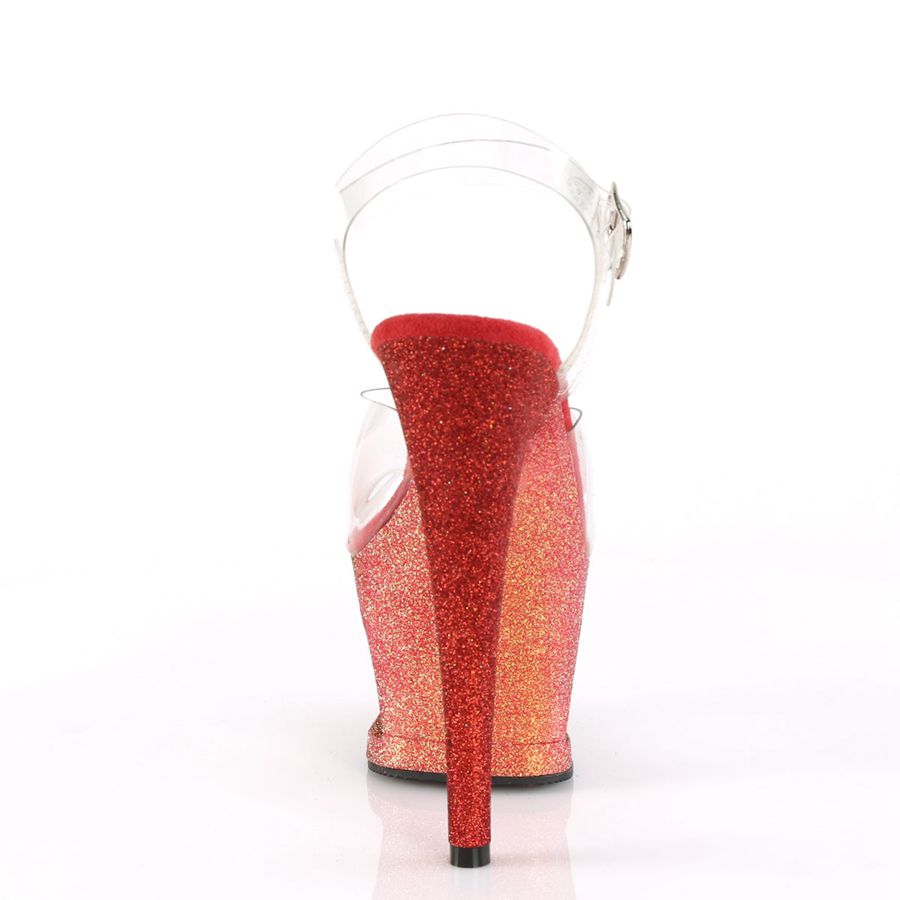 Sandales Bride Cheville Pleaser Moon-708OMBRE Rouge Femme | TUV-0429163