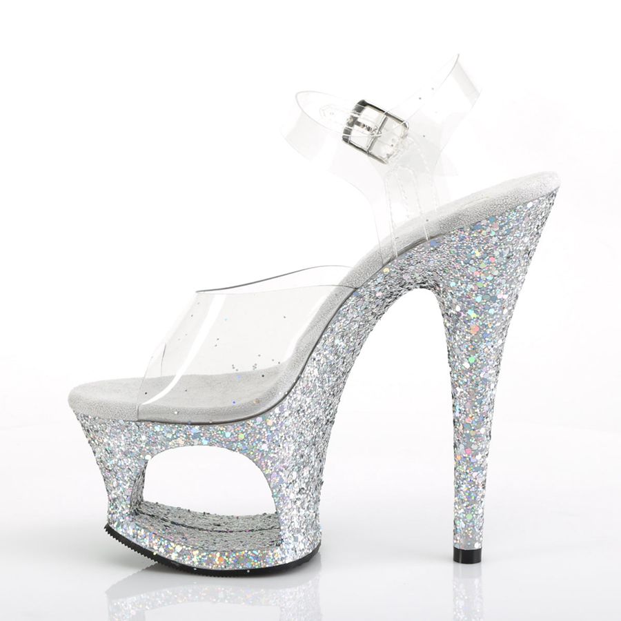 Sandales Bride Cheville Pleaser Moon-708LG Argent Femme | GWX-8515587