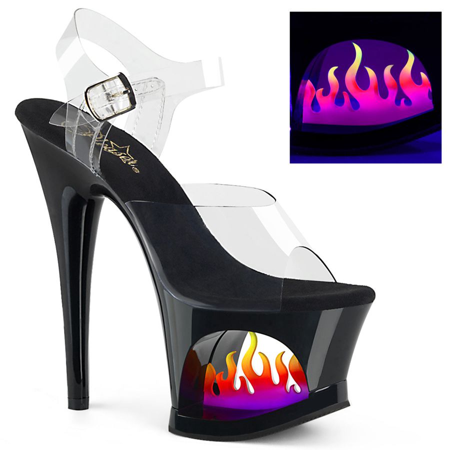 Sandales Bride Cheville Pleaser Moon-708FLM Noir Femme | YBF-6002874