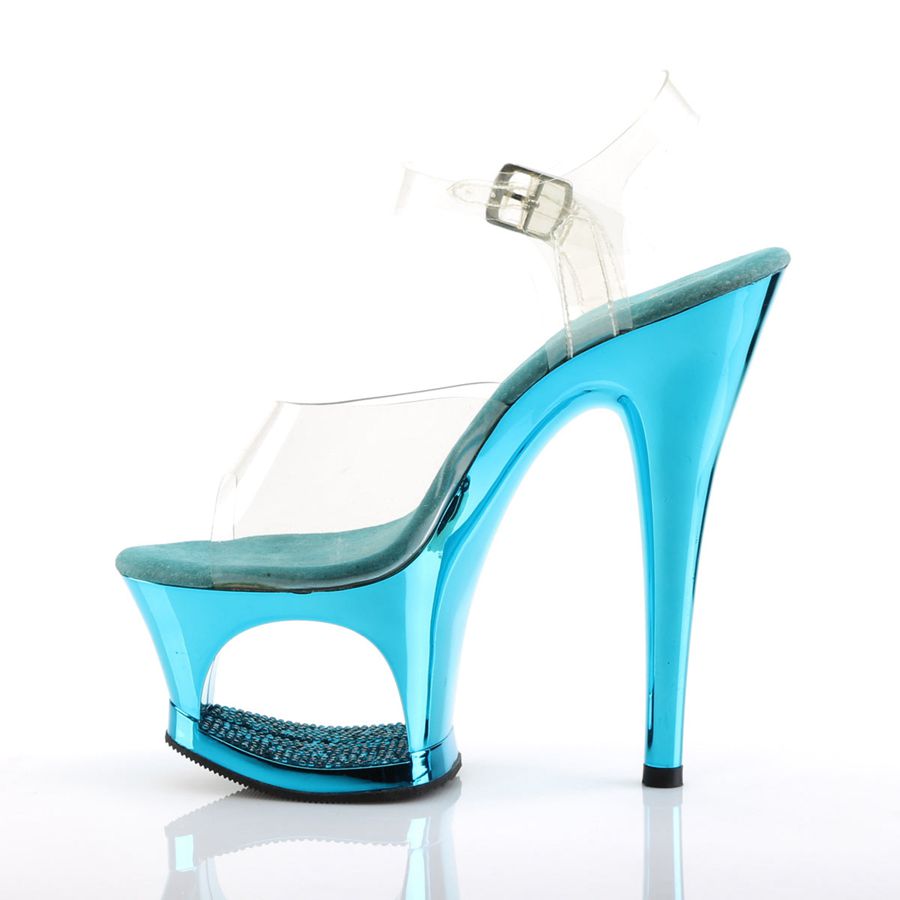 Sandales Bride Cheville Pleaser Moon-708DMCH Turquoise Femme | HCJ-6767109