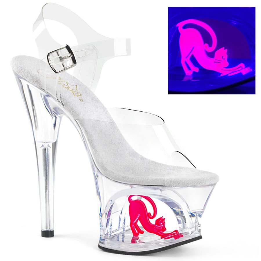 Sandales Bride Cheville Pleaser Moon-708CAT Blanche Femme | EOW-6767544