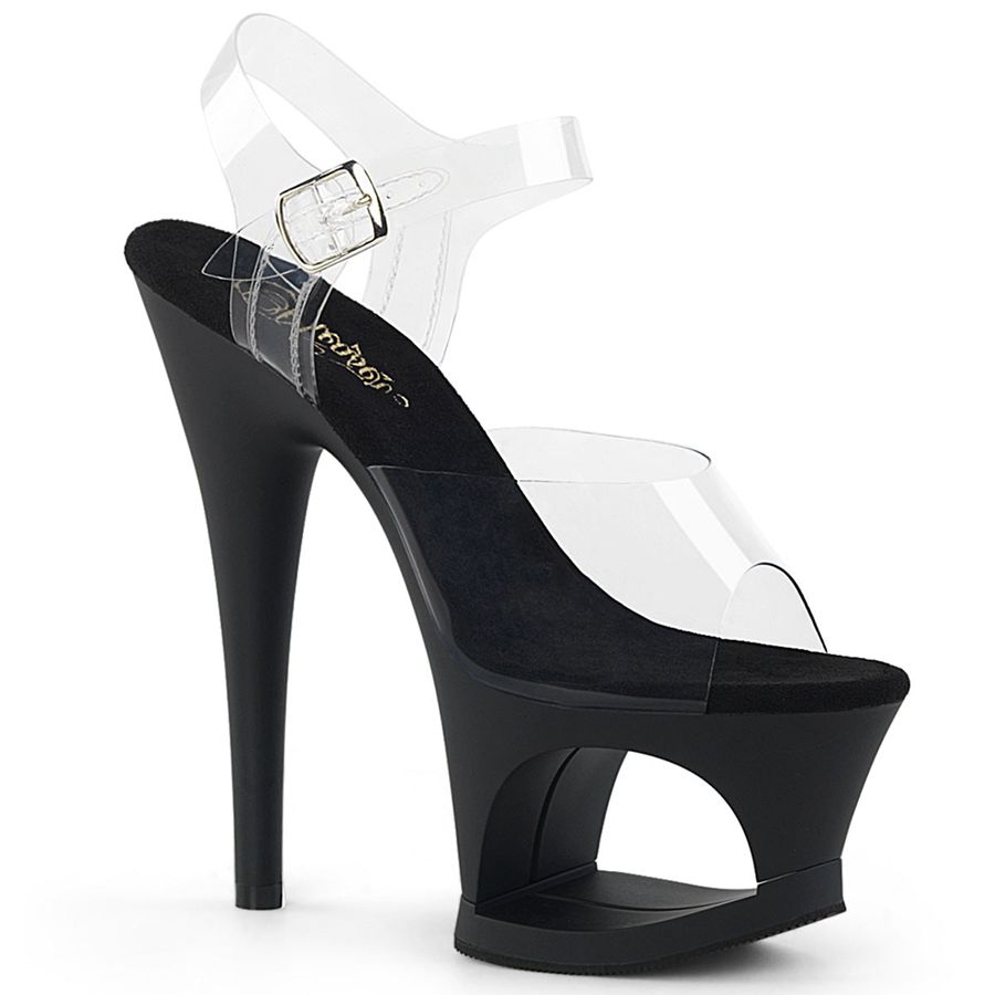 Sandales Bride Cheville Pleaser Moon-708 Noir Femme | LSX-7241194