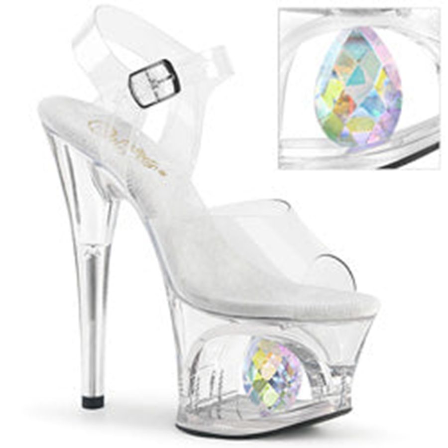 Sandales Bride Cheville Pleaser Moon-708DIA Clear Femme | CJC-3665053